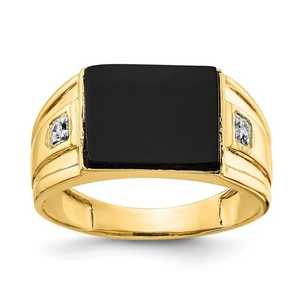 Men's 10K Yellow Gold Onyx and Diamond Ring MarBill Jewelers Belle Vernon, PA