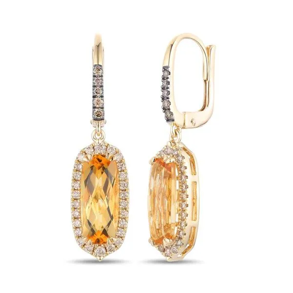 Le Vian 14K Yellow Gold Citrine Lever Back Earrings with Chocolate & Nude Diamonds – 3.10 CTW Citrine MarBill Jewelers Belle Vernon, PA