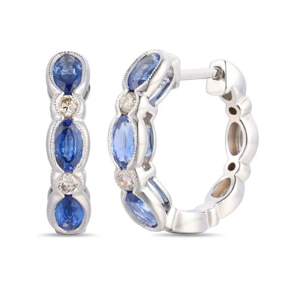Le Vian 14K White Gold Hoop Earrings with Oval Sapphires & Diamond Accents – 1.80 CTW MarBill Jewelers Belle Vernon, PA