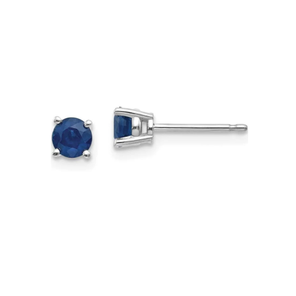 14K White Gold 4mm Sapphire Stud Earrings – Deep Blue Elegance, Timeless Sparkle MarBill Jewelers Belle Vernon, PA