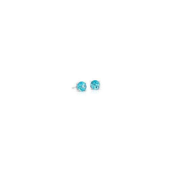 14K White Gold Blue Topaz 4mm Stud Earrings – Subtle Sparkle, Timeless Elegance MarBill Jewelers Belle Vernon, PA