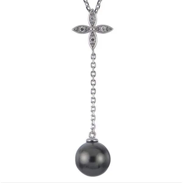 925 TAHITIAN CULTURED PEARL DIAMOND NECKLACE 16