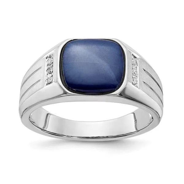Men's Sterling Silver Blue Star and Diamond Ring MarBill Jewelers Belle Vernon, PA