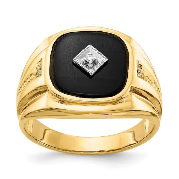 Men's 10K Gold Diamond and Onyx Fashion Ring MarBill Jewelers Belle Vernon, PA