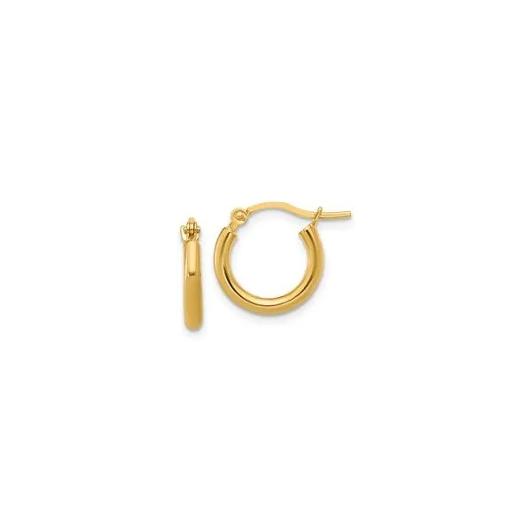 10K Y/G SMALL TUBE HOOP EARRINGS MarBill Jewelers Belle Vernon, PA
