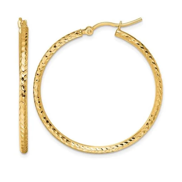 10K Yellow Gold Diamond Cut 2mm Round Tube Hoops – Subtle Sparkle MarBill Jewelers Belle Vernon, PA