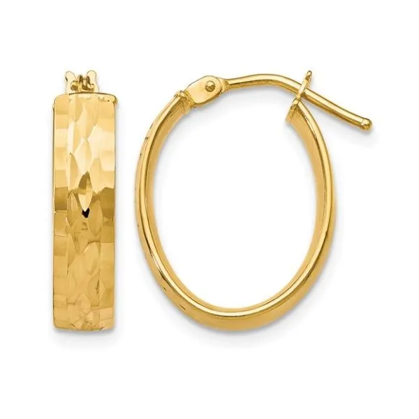10K Yellow Gold Polished Diamond Cut Oval Hoop Earrings – Radiant Elegance MarBill Jewelers Belle Vernon, PA