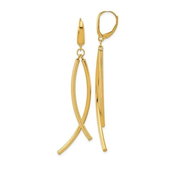 14K Yellow Gold Polished and Textured Dangle Tube Earrings – Elegant Movement MarBill Jewelers Belle Vernon, PA