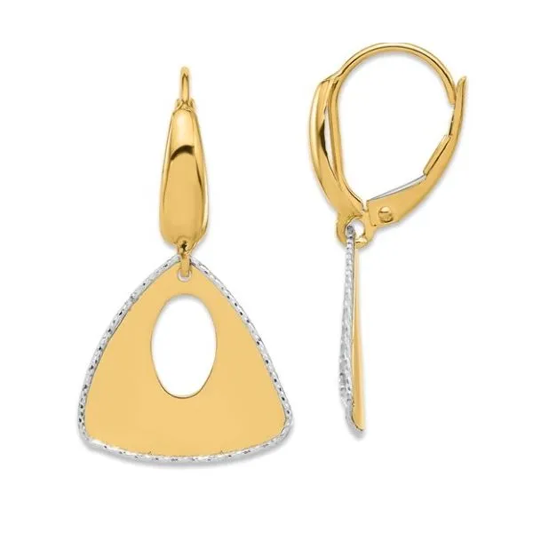 14K Two-Toned Polished & Diamond Cut Triangular Dangle Earrings – Modern Elegance MarBill Jewelers Belle Vernon, PA