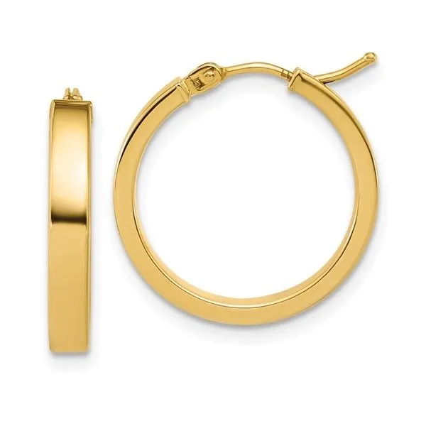 14K Yellow Gold Polished Square Tube Round Hoop Earrings – Bold & Elegant MarBill Jewelers Belle Vernon, PA