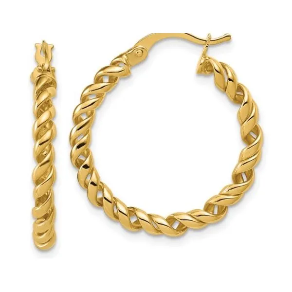 14K Yellow Gold Polished Twisted Hoop Earrings – Elegant & Radiant MarBill Jewelers Belle Vernon, PA