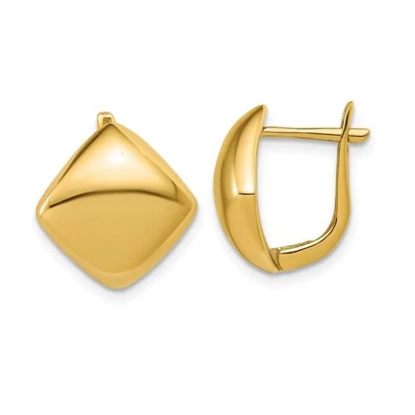 14K Yellow Gold Polished Geometric Hinged Hoop Earrings – Modern Elegance MarBill Jewelers Belle Vernon, PA