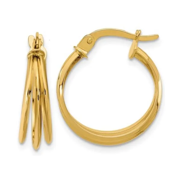 14K Yellow Gold 3 Row Polished Hinged Hoop Earrings – Elegant & Timeless MarBill Jewelers Belle Vernon, PA