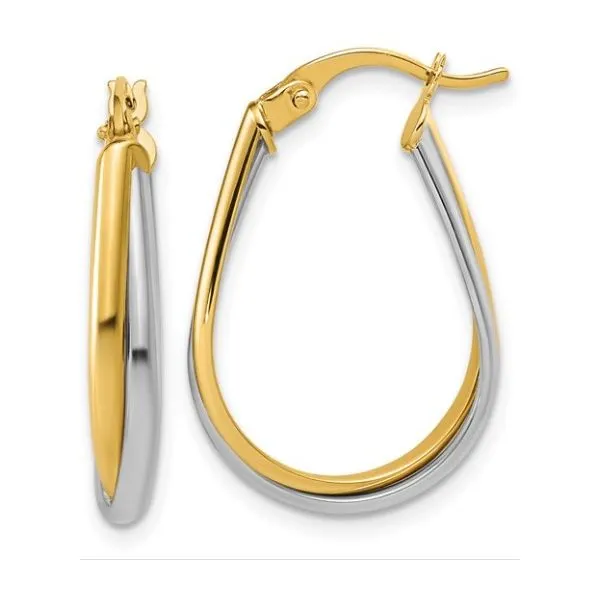 14K Yellow Gold with Rhodium Twisted Hoop Earrings – Two-Tone Elegance with Dynamic Shine MarBill Jewelers Belle Vernon, PA
