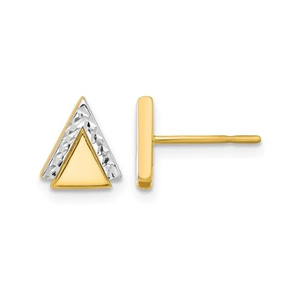 14K Rhodium Polished & Diamond Cut Triangle Post Earrings – Modern Elegance MarBill Jewelers Belle Vernon, PA