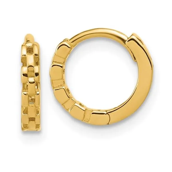 14K Polished Link Huggie Hoop Earrings – Elegant & Timeless Gold Hoops MarBill Jewelers Belle Vernon, PA