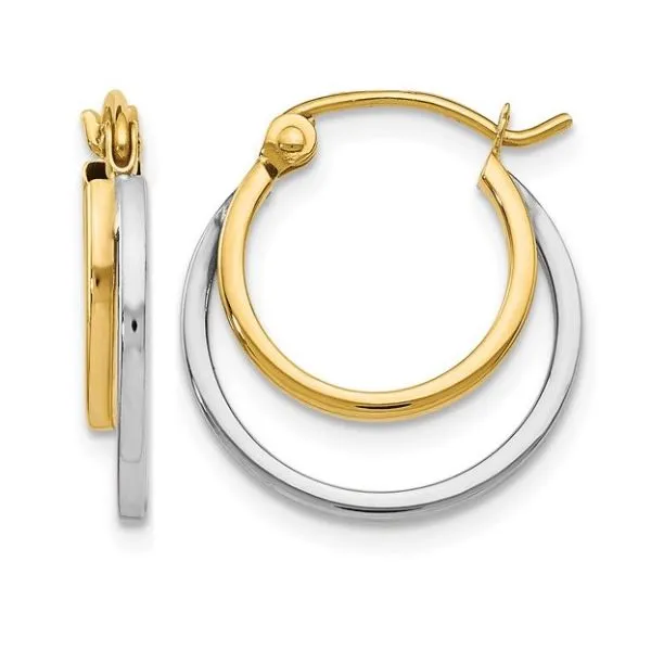10K Polished Two Tone Hoop Earrings – Elegant Dual Gold Design MarBill Jewelers Belle Vernon, PA
