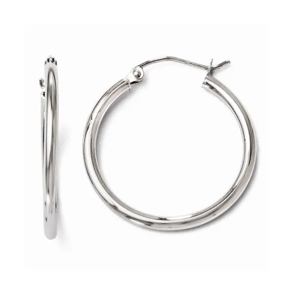 10K White Gold Polished Hoop Earrings – Timeless Elegance MarBill Jewelers Belle Vernon, PA