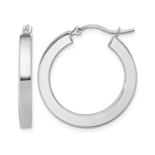 10K White Gold 3mm Polished Square Tube Earrings – Modern Minimalist Elegance MarBill Jewelers Belle Vernon, PA