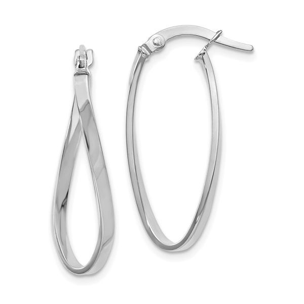 Lady’s 10K White Gold Medium Oval Twisted Hoop Earrings – Elegant Modern Style MarBill Jewelers Belle Vernon, PA