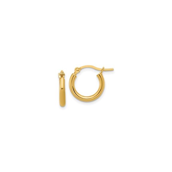 10K Y/G SMALL TUBE HOOP EARRINGS MarBill Jewelers Belle Vernon, PA