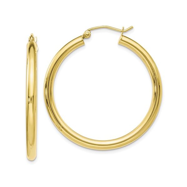 Classic Polished Gold Hoop Earrings in 10K Yellow Gold MarBill Jewelers Belle Vernon, PA