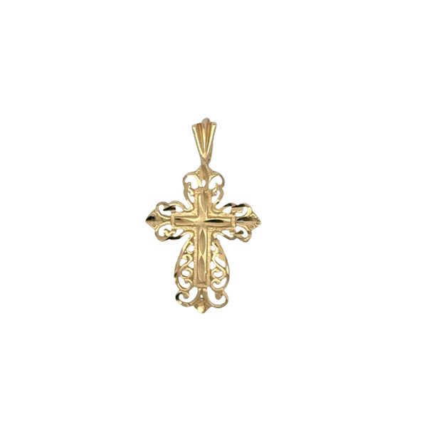 14K Yellow Gold Diamond-Cut Filigree Cross Pendant MarBill Jewelers Belle Vernon, PA
