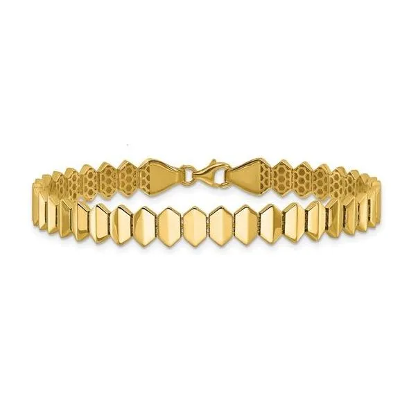 14K Yellow Gold Geometric Fancy Link Bracelet – Bold & Modern (7.5