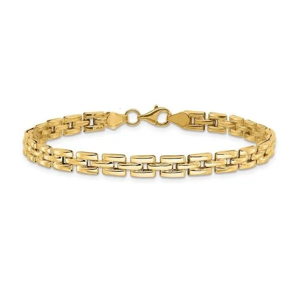 14K Yellow Gold Fancy Link Bracelet – Polished Shine & Bold Style (7.5