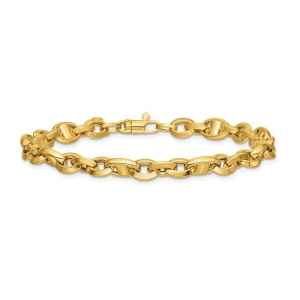 14K Yellow Gold Polished Fancy Link Bracelet – Radiant Elegance (7.5