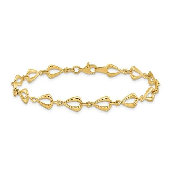 14K Gold Polished Fancy Link Bracelet – Elegant Texture in 7.5