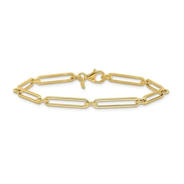 14K Yellow Gold Polished Paperclip Bracelet – Hollow, Bold & Beautiful (7.5