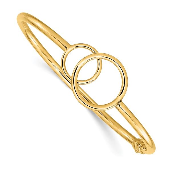 10K Yellow Gold Polished Double Circled Hinged Bangle – Elegant Unity, Timeless Style MarBill Jewelers Belle Vernon, PA