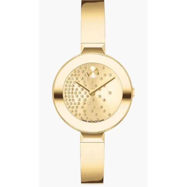 Movado Ladies Gold Tone Bangle with Crystal Dial - Elegant Luxury Timepiece MarBill Jewelers Belle Vernon, PA