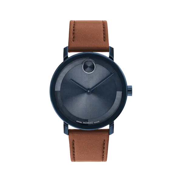 Movado Blue Face Men's Watch with Brown Leather Strap - Timeless Elegance MarBill Jewelers Belle Vernon, PA