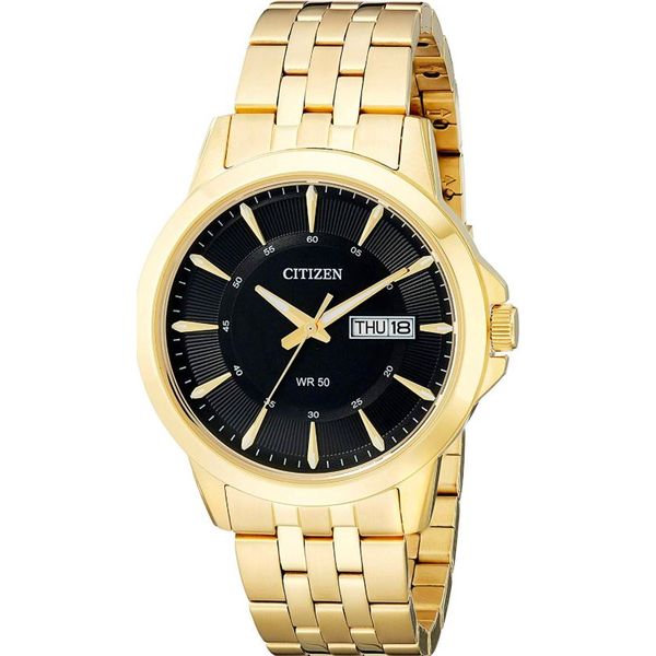 Citizen Men’s Quartz Gold-Tone Watch – Black Dial with Day & Date | Classic & Bold MarBill Jewelers Belle Vernon, PA