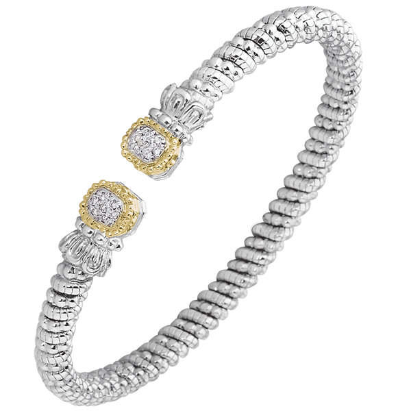 Vahan 14K Yellow Gold & Sterling Silver 4mm Band Bracelet – Diamond Accented Elegance MarBill Jewelers Belle Vernon, PA