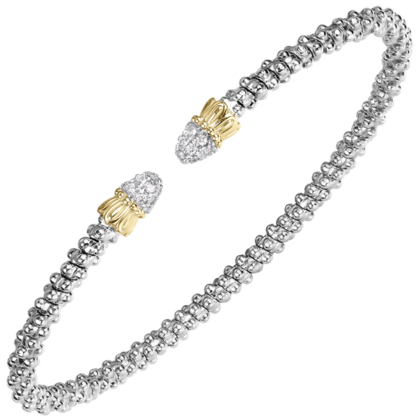 Vahan 14K Yellow Gold & Sterling Silver 2mm Open Band Diamond Bracelet – 0.12 CTW MarBill Jewelers Belle Vernon, PA