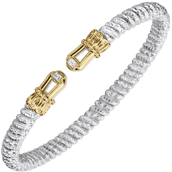 Vahan 14K Yellow Gold & Sterling Silver 4mm Open Band Bracelet – Subtle Diamond Elegance MarBill Jewelers Belle Vernon, PA