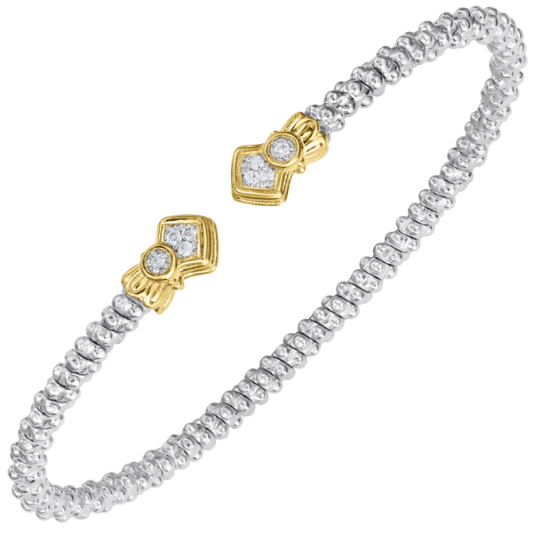 Vahan 14K Yellow Gold & Sterling Silver 2mm Open Band Bracelet – Delicate Diamond Elegance MarBill Jewelers Belle Vernon, PA