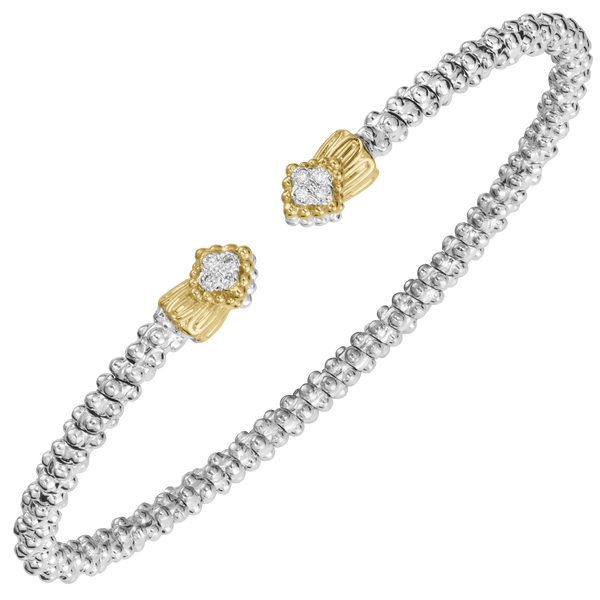 Vahan 14KT Yellow Gold & Sterling Silver 2mm Open Bracelet – Diamond Accent Elegance MarBill Jewelers Belle Vernon, PA