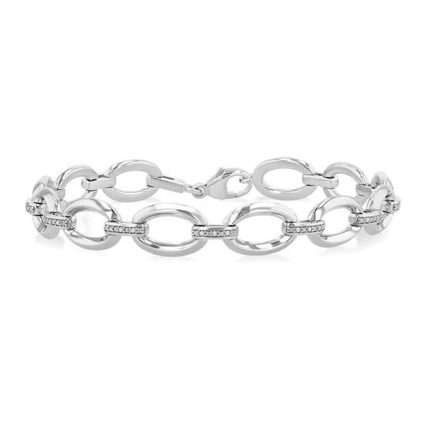 Sterling Silver Bold Oval Link Bracelet with 0.10CTW Diamonds | Marbill Diamonds & Jewelry MarBill Jewelers Belle Vernon, PA