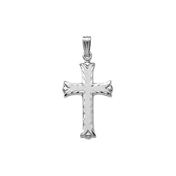 Sterling Silver Hand Engraved Cross on 18