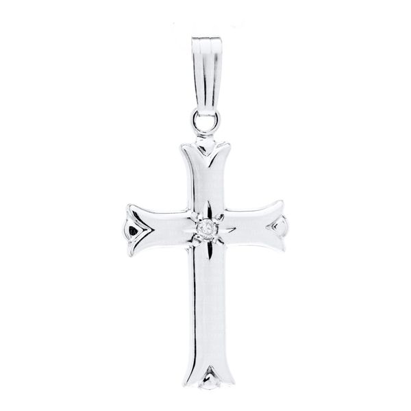 Sterling Silver Cross with Genuine Diamond on 18