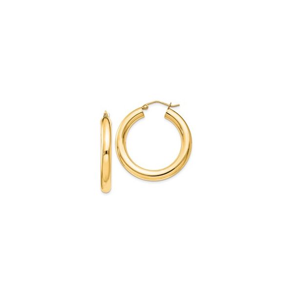 Gold-Plated SS 4mm Round Hoop Earrings – Timeless Shine, Everyday Elegance MarBill Jewelers Belle Vernon, PA
