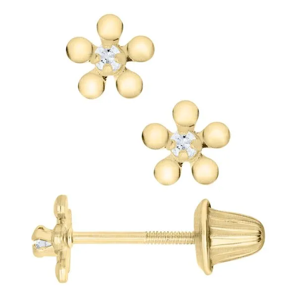 Child’s 14K Yellow Gold Diamond Flower Earrings (.04 CT) – Sparkling & Elegant MarBill Jewelers Belle Vernon, PA