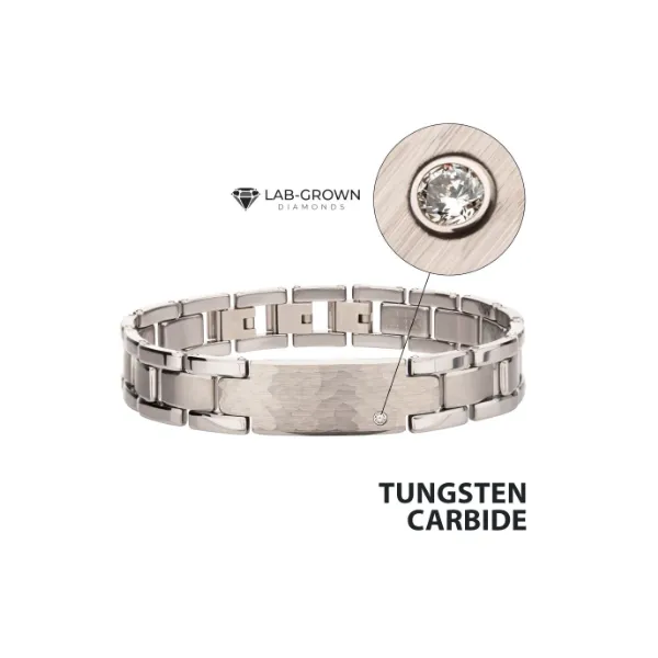 Men's Tungsten Carbide Hammered ID Link Bracelet MarBill Jewelers Belle Vernon, PA