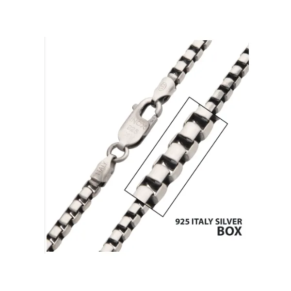 925 Italy Silver Black Rhodium Plated Box Chain Necklace MarBill Jewelers Belle Vernon, PA