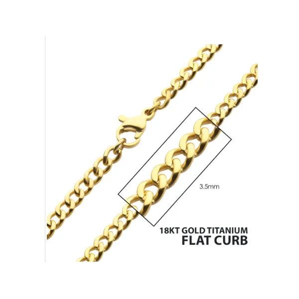 Men's 18Kt Gold IP Titanium Flat Curb Chain Necklace MarBill Jewelers Belle Vernon, PA