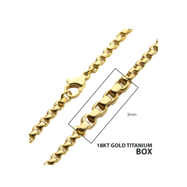 Men's 18Kt Gold IP Titanium Box Chain Necklace MarBill Jewelers Belle Vernon, PA